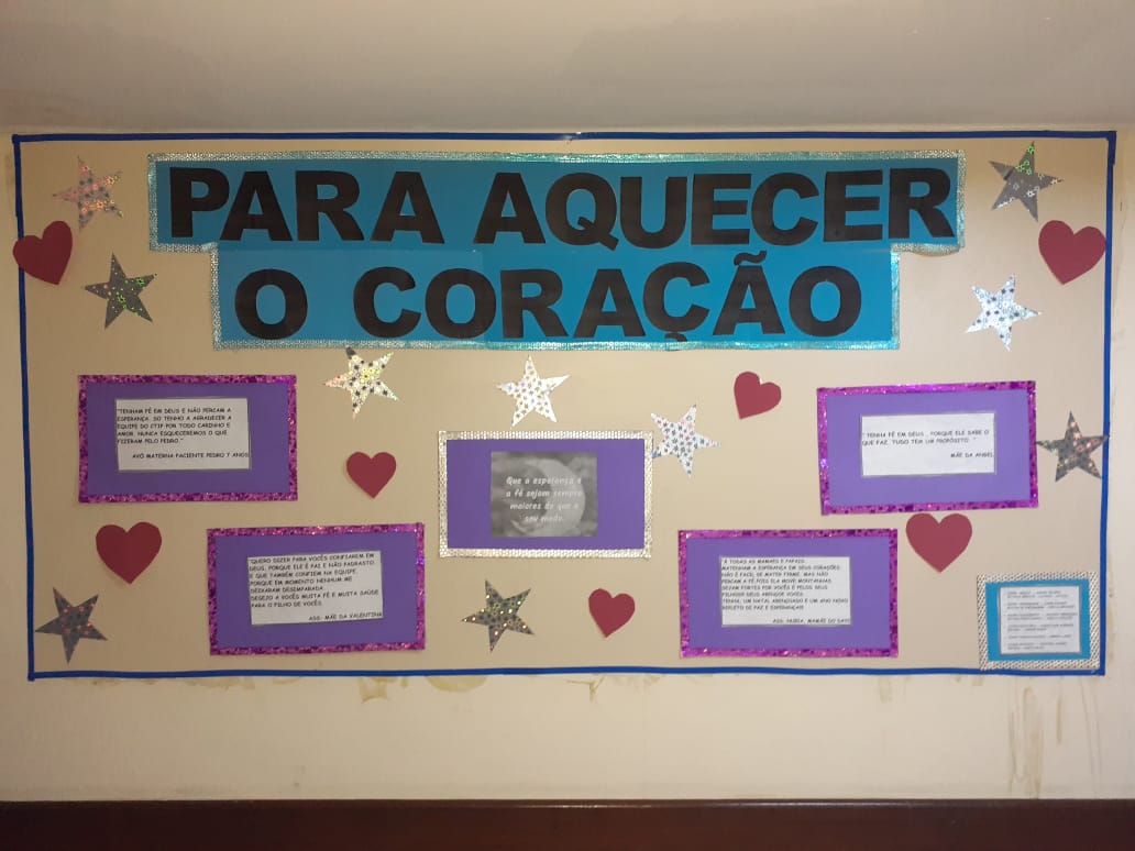 Mural incentiva troca de mensagens positivas entre familiares no CTI Pediátrico do HEGV