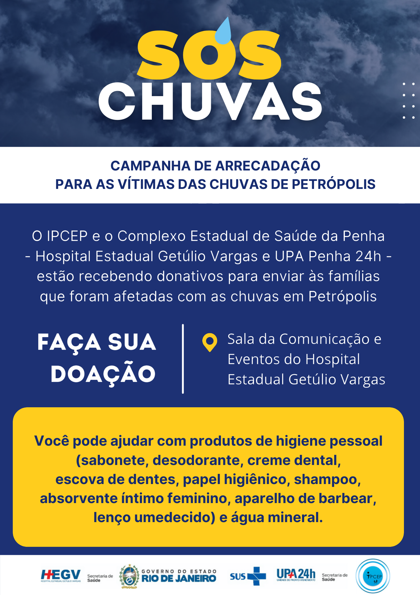 Campanha de arrecadação para as vítimas das chuvas em Petrópolis