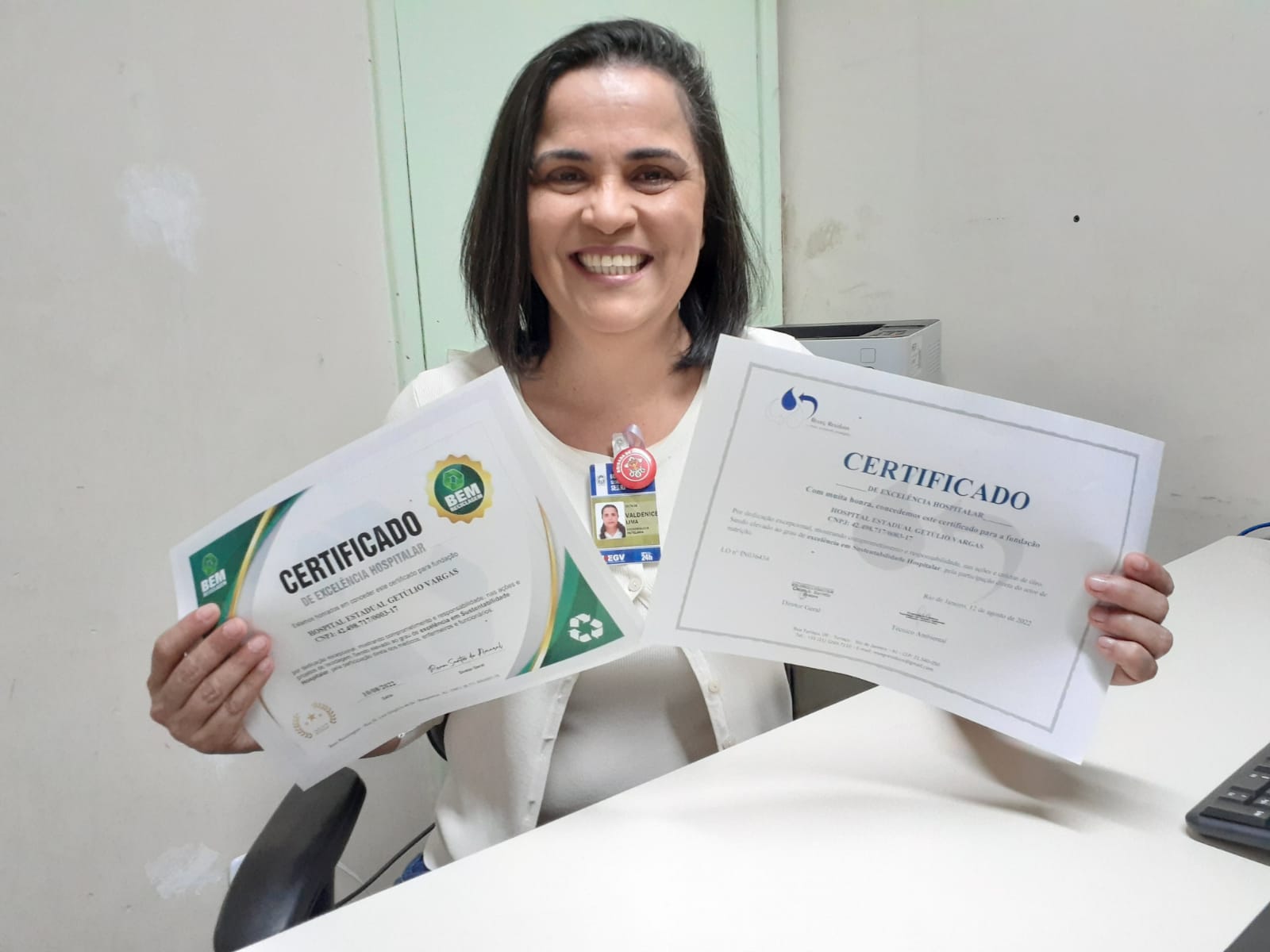 Hospital Estadual Getúlio Vargas recebe Certificados de Excelência em Sustentabilidade Hospitalar